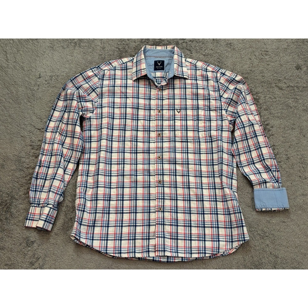 Allen Solly Shirt Men’s 42 Multicolor Plaid Button Down Flip Cuff Long Sleeve